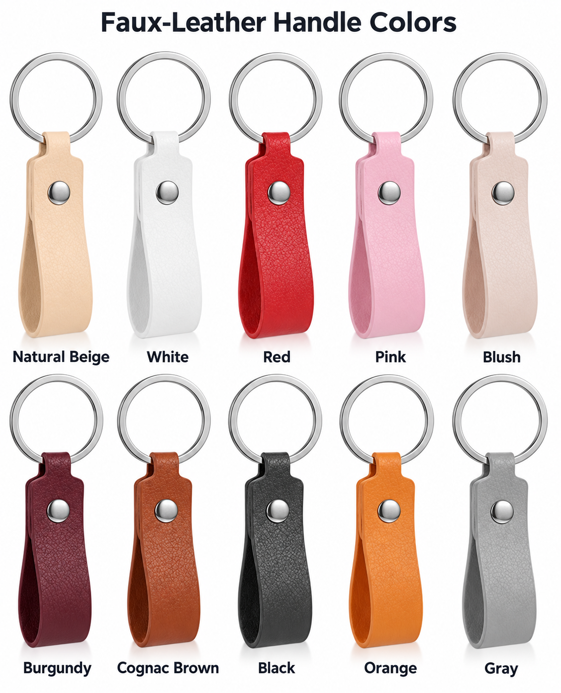 Custom 2.25” Photo Keychains with Faux-Leather Handle